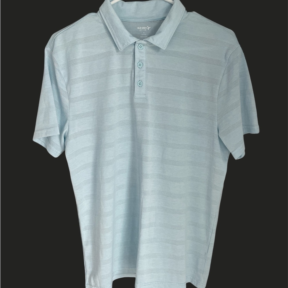 Old Navy Blue Polo Shirt Textured Short-Sleeved